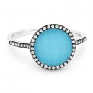 2.42 ct Blue Turquoise & Topaz Doublet Diamond Halo Pave Ring in 14k White Gold 2.42 ct Blue Turquoise & Topaz Doublet Diamond Halo Pave Ring in 14k White Gold