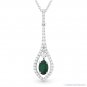0.68ct Oval Emerald & Diamond Pave Drop Pendant Chain Necklace in 18k White Gold