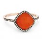 2.38 ct Red Agate & White Topaz Doublet Diamond Halo Pave Ring in 14k Rose Gold