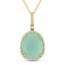 6.87 ct Green Aventurine & Diamond Halo 14k Yellow Gold Pendant & Chain Necklace 6.87 ct Green Aventurine & Diamond Halo 14k Yellow Gold Pendant & Chain Necklace