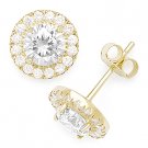 Round Cut Cubic Zirconia CZ Crystal Halo Studs 925 Sterling Silver Stud Earrings Round Cut Cubic Zirconia CZ Crystal Halo Studs 925 Sterling Silver Stud Earrings