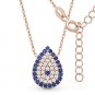 Evil Eye Water Drop Turkish Nazar Charm Pendant Necklace in .925 Sterling Silver