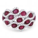 3.59 ct Oval Cut Red Ruby & Diamond Pave 18k White Gold Right-Hand Fashion Ring 3.59 ct Oval Cut Red Ruby & Diamond Pave 18k White Gold Right-Hand Fashion Ring