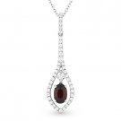 0.98 ct Oval Ruby & Diamond Pave Drop Pendant Chain Necklace in 18k White Gold 0.98 ct Oval Ruby & Diamond Pave Drop Pendant Chain Necklace in 18k White Gold