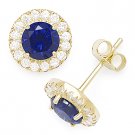 Blue Round Cut Cubic Zirconia Halo Faux Sapphire Sterling Silver Stud Earrings Blue Round Cut Cubic Zirconia Halo Faux Sapphire Sterling Silver Stud Earrings
