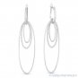 1.17 ct Round Cut Diamond Pave Oval Stack 14k White Gold Dangling Drop Earrings