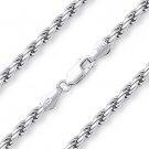 .925 Sterling Silver Rhodium Plated 3.7mm Twist-Rope Link Italian Chain Necklace .925 Sterling Silver Rhodium Plated 3.7mm Twist-Rope Link Italian Chain Necklace