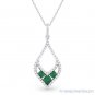 0.37ct Round Cut Emerald Diamond Pave Chain Necklace & Pendant in 14k White Gold