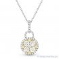 0.74ct Round Cut Diamond Pave Pendant in 18k Yellow & White Gold w/ 14k Necklace
