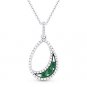 0.33 ct Round Cut Emerald & Diamond Pave 14k White Black Gold Pendant & Necklace