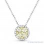 0.46 ct Round Cut Diamond Pave 14k Yellow & White Gold Pendant & Chain Necklace