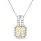 0.76ct Round Cut Diamond Pave 18k Yellow & White Gold Pendant 14k Chain Necklace 0.76ct Round Cut Diamond Pave 18k Yellow & White Gold Pendant 14k Chain Necklace