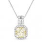 0.76ct Round Cut Diamond Pave 18k Yellow & White Gold Pendant 14k Chain Necklace