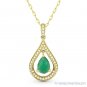 0.73 ct Green Agate & Diamond 14k Yellow Gold Tear-Drop Pendant & Chain Necklace