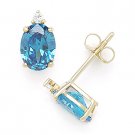 Blue Oval & Round Cut Cubic Zirconia CZ Faux Topaz Sterling Silver Stud Earrings Blue Oval & Round Cut Cubic Zirconia CZ Faux Topaz Sterling Silver Stud Earrings
