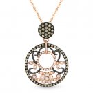 0.47 ct Brown & White Diamond Pave Pendant & Chain Necklace 14k Rose Black Gold 0.47 ct Brown & White Diamond Pave Pendant & Chain Necklace 14k Rose Black Gold