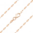925 Sterling Silver 14k Rose Gold Flat Mirror Coffee-Link Italian Chain Necklace 925 Sterling Silver 14k Rose Gold Flat Mirror Coffee-Link Italian Chain Necklace