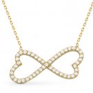 Double Heart Charm Infinity Pendant CZ Crystal Necklace in .925 Sterling Silver Double Heart Charm Infinity Pendant CZ Crystal Necklace in .925 Sterling Silver