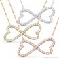 Double Heart Charm Infinity Pendant CZ Crystal Necklace in .925 Sterling Silver