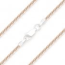 Italy 925 Sterling Silver 14k Rose Gold GP 2.2mm Roc-Link Sparkle Chain Necklace Italy 925 Sterling Silver 14k Rose Gold GP 2.2mm Roc-Link Sparkle Chain Necklace