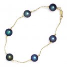 8mm Black Freshwater Pearl Ladies Beaded Bracelet in 14k Yellow or White Gold 8mm Black Freshwater Pearl Ladies Beaded Bracelet in 14k Yellow or White Gold