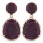 30.90 ct Red Ruby Round Cut Diamond Pave Dangling Drop Earrings in 14k Rose Gold