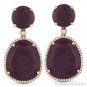 30.90 ct Red Ruby Round Cut Diamond Pave Dangling Drop Earrings in 14k Rose Gold