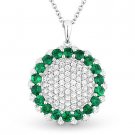 1.62ct Round Emerald & Diamond Circle 18k White Gold Pendant 14k Chain Necklace 1.62ct Round Emerald & Diamond Circle 18k White Gold Pendant 14k Chain Necklace