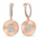 0.17 ct Round Diamond Circle Charm Dangling Drop 14k Rose & White Gold Earrings 0.17 ct Round Diamond Circle Charm Dangling Drop 14k Rose & White Gold Earrings