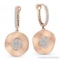 0.17 ct Round Diamond Circle Charm Dangling Drop 14k Rose & White Gold Earrings