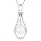 10x8mm Freshwater Pearl & 0.35ct Diamond 14k White Gold Pendant Chain Necklace 10x8mm Freshwater Pearl & 0.35ct Diamond 14k White Gold Pendant Chain Necklace