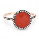 2.61 ct Red Agate & White Topaz Doublet Diamond Halo Pave Ring in 14k Rose Gold 2.61 ct Red Agate & White Topaz Doublet Diamond Halo Pave Ring in 14k Rose Gold