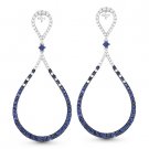 2.21 ct Sapphire Diamond Pave Tear-Drop Dangling Earrings 14k White & Black Gold 2.21 ct Sapphire Diamond Pave Tear-Drop Dangling Earrings 14k White & Black Gold