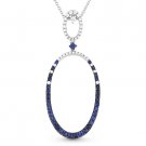 1.02ct Blue Sapphire & Diamond Pave Drop 14k White & Black Gold Necklace Pendant
