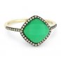 2.36 ct Green Agate & White Topaz Doublet Diamond Halo 14k Yellow Gold Pave Ring