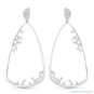 0.63ct Round Cut Diamond Pave Cluster Dangling Drop Earrings in 14k White Gold