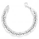 .925 Italy Sterling Silver Textured Flat Nugget C-Link Italian Chain Bracelet .925 Italy Sterling Silver Textured Flat Nugget C-Link Italian Chain Bracelet