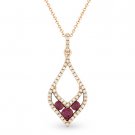 0.37 ct Round Cut Red Ruby & Diamond Pave 14k Rose Gold Pendant & Chain Necklace 0.37 ct Round Cut Red Ruby & Diamond Pave 14k Rose Gold Pendant & Chain Necklace