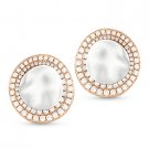 0.75 ct Round Diamond Pave 2-Tone 14k Rose & Hammered White Gold Stud Earrings 0.75 ct Round Diamond Pave 2-Tone 14k Rose & Hammered White Gold Stud Earrings