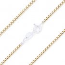 .925 Italy Sterling Silver & 14k YG Round Box 1.1mm Link Italian Chain Necklace