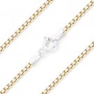 .925 Italy Sterling Silver & 14k YG Round Box 1.5mm Link Italian Chain Necklace