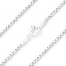 .925 Italy Sterling Silver & Rhodium Round Box 1.5mm Link Italian Chain Necklace