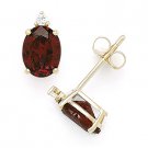 Red Oval & Round Cut Cubic Zirconia CZ Faux Garnet Sterling Silver Stud Earrings Red Oval & Round Cut Cubic Zirconia CZ Faux Garnet Sterling Silver Stud Earrings
