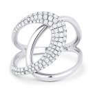 0.56 ct Round Cut Diamond Right-Hand Overlap Loop Fashion Ring in 14k White Gold