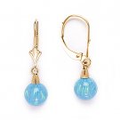 Azure Blue Fiery Opal Gem Dangling Drop Earrings in 14k 14kt Yellow / White Gold Azure Blue Fiery Opal Gem Dangling Drop Earrings in 14k 14kt Yellow / White Gold