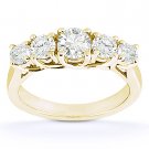Round Cut Moissanite Anniversary 5-Stone Trellis Wedding Band in 14k Yellow Gold Round Cut Moissanite Anniversary 5-Stone Trellis Wedding Band in 14k Yellow Gold