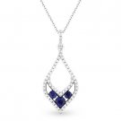 0.35ct Round Cut Sapphire & Diamond Pave 14k White Gold Pendant & Chain Necklace 0.35ct Round Cut Sapphire & Diamond Pave 14k White Gold Pendant & Chain Necklace