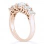 Round Cut Moissanite Anniversary Ring 14k Rose Gold 5-Stone Trellis Wedding Band