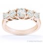 Round Cut Moissanite Anniversary Ring 14k Rose Gold 5-Stone Trellis Wedding Band