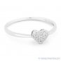 0.08ct Round Cut Diamond Pave Heart Charm 14k White Gold Right-Hand Promise Ring